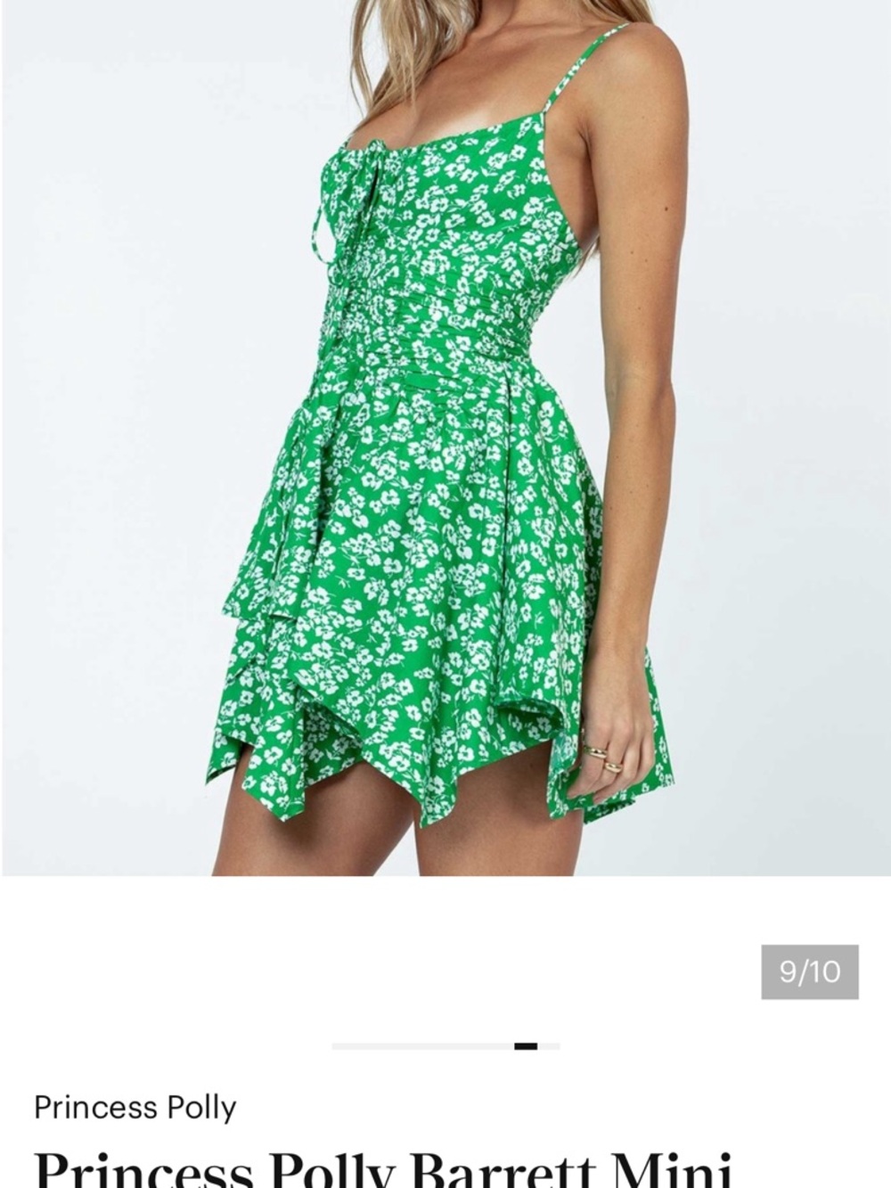 Princess Polly Green Floral Tiered Mini Dress